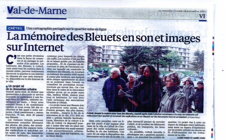 Cartographie partag&eacute;e des Bleuets - Article du Parisien