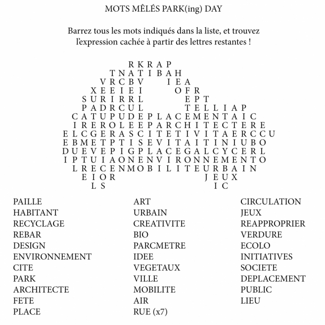 PARK(ing) DAY Mots m&ecirc;l&eacute;s